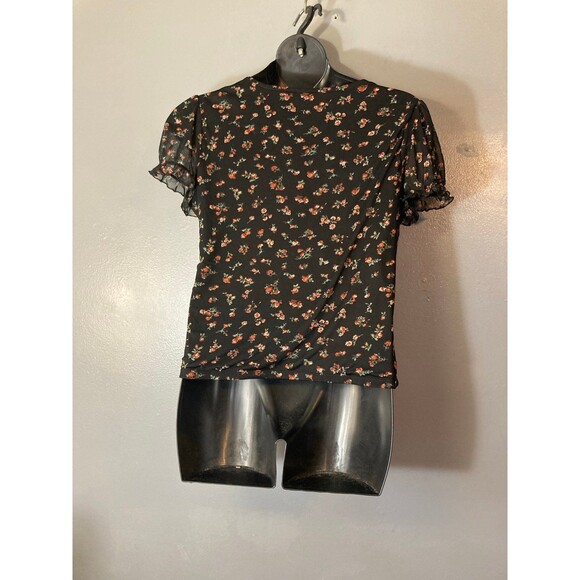 No boundaries, black floral mesh ruffle blouse - Picture 6 of 6